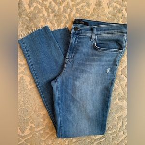 J BRAND Blue Jean- Medium blue wash/Mid-rise/ ankle , raw hem